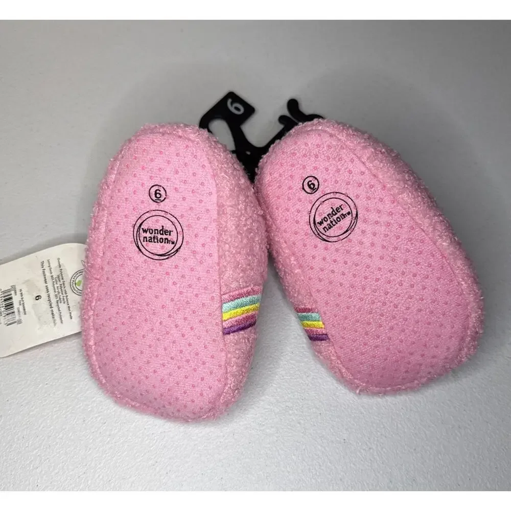 Wonder Nation Baby Girl Rainbow Slippers Pink, Size 6